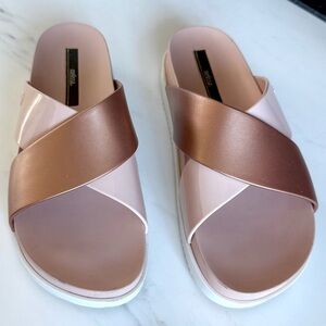 Melissa Cosmic II Sandals Rosa Blush Pink White Slide Slippers Women Size 37